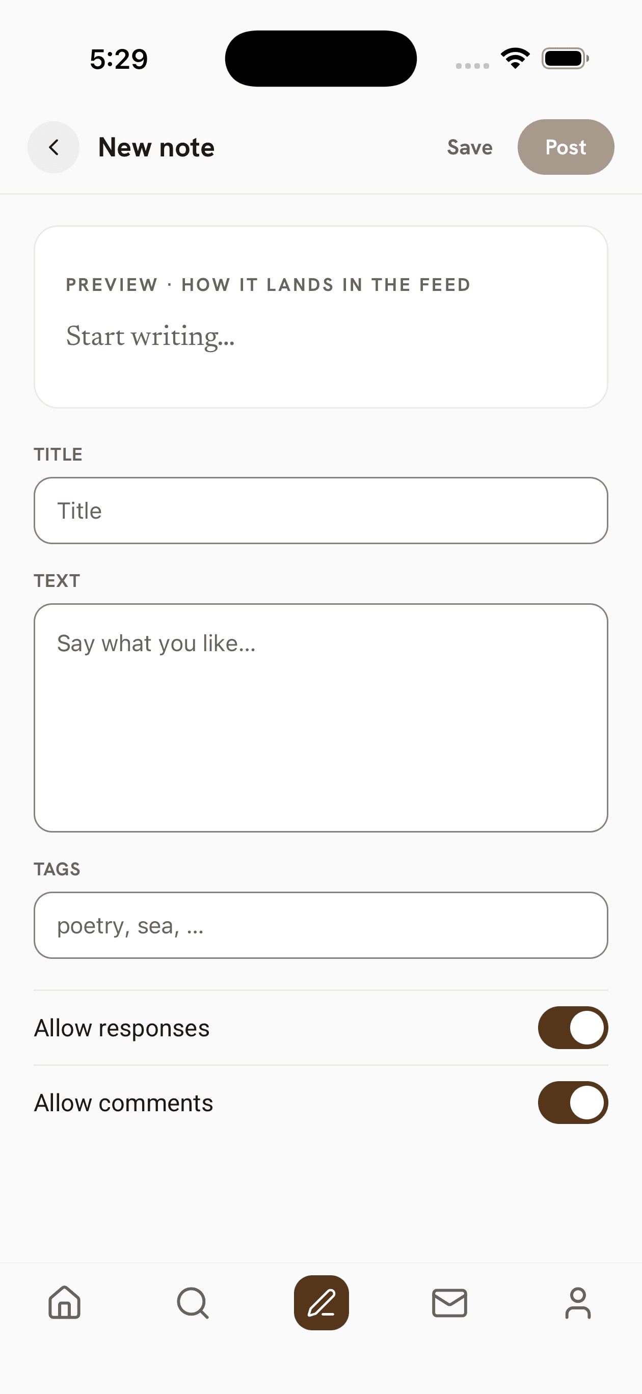 Choosing a post format in Riffle